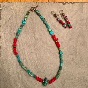 Q Miller necklace and earrings; Abalone & Amethyst